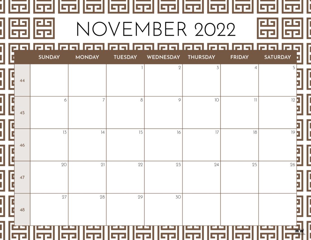 Printable November 2022 Calendar-Style 44