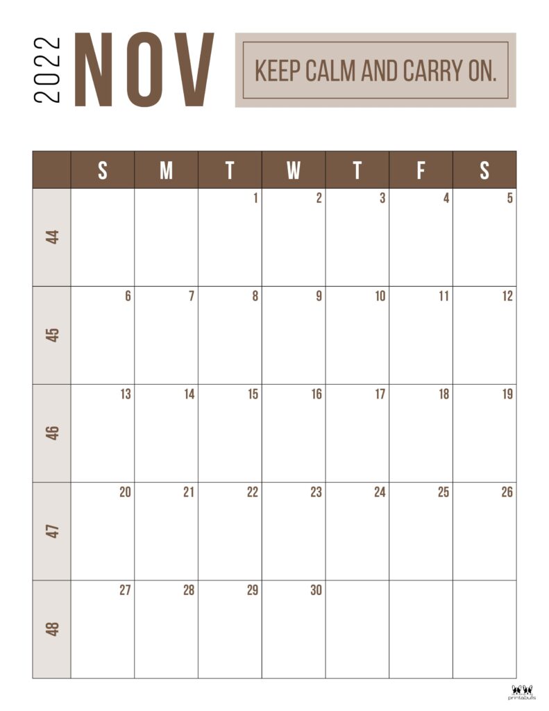 Printable November 2022 Calendar-Style 45