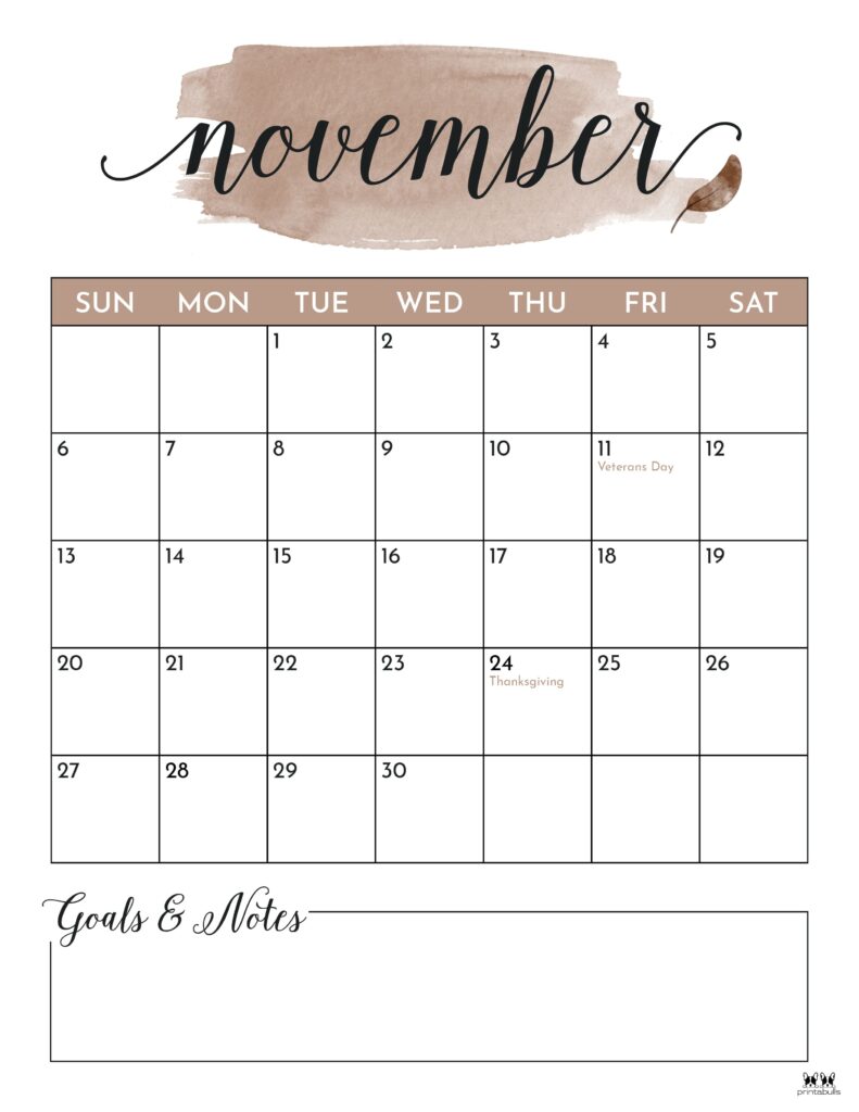 Printable November 2022 Calendar-Style 5
