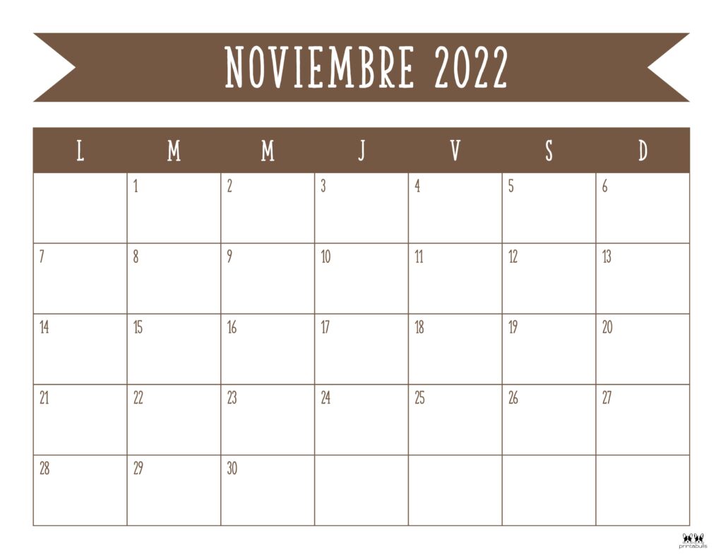 Printable November 2022 Calendar-Style 50