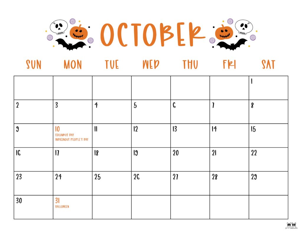 Printable October 2022 Calendar-Style 10