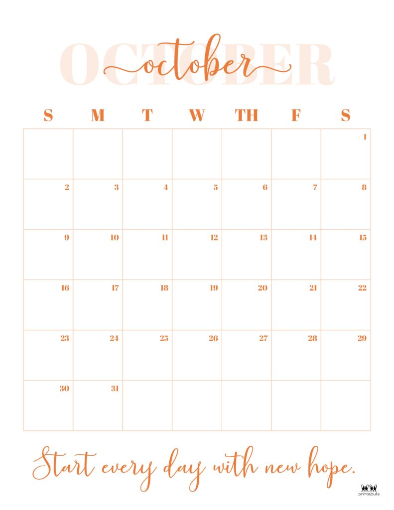 Printable October 2022 Calendar-Style 13