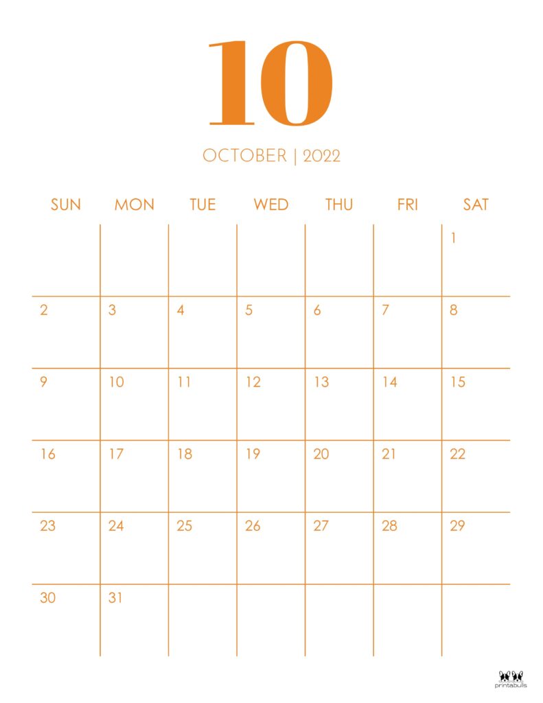 Printable October 2022 Calendar-Style 14