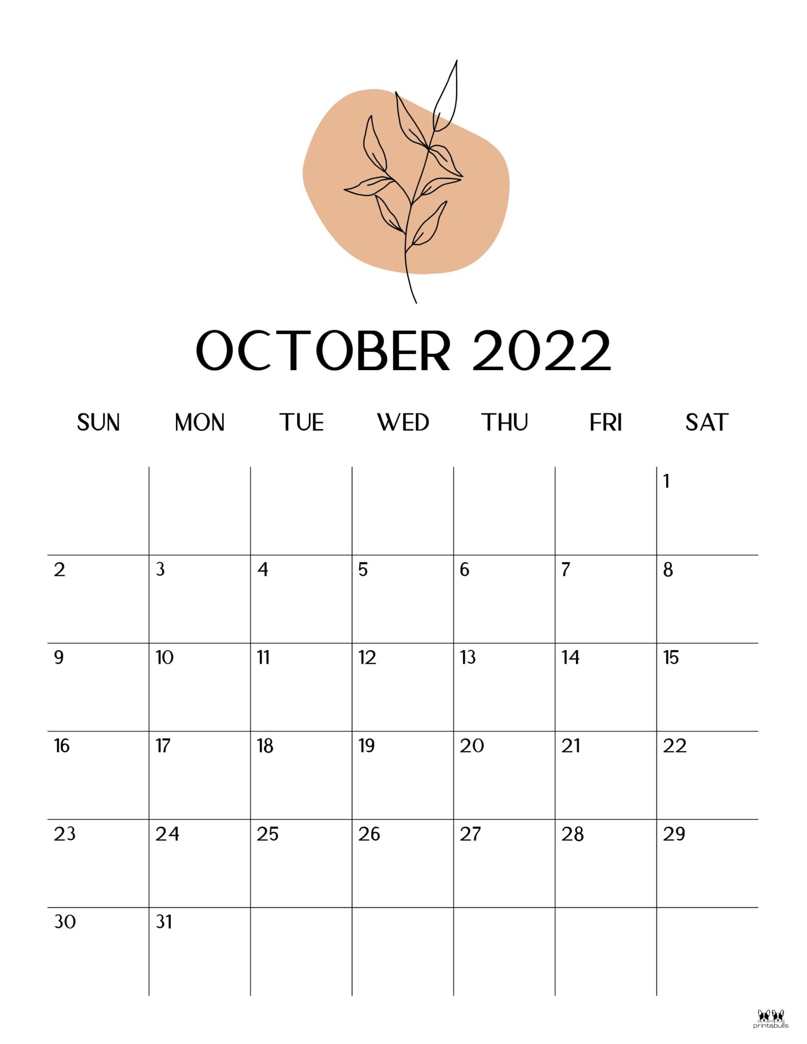 October 2022 Calendars 50 FREE Printables Printabulls