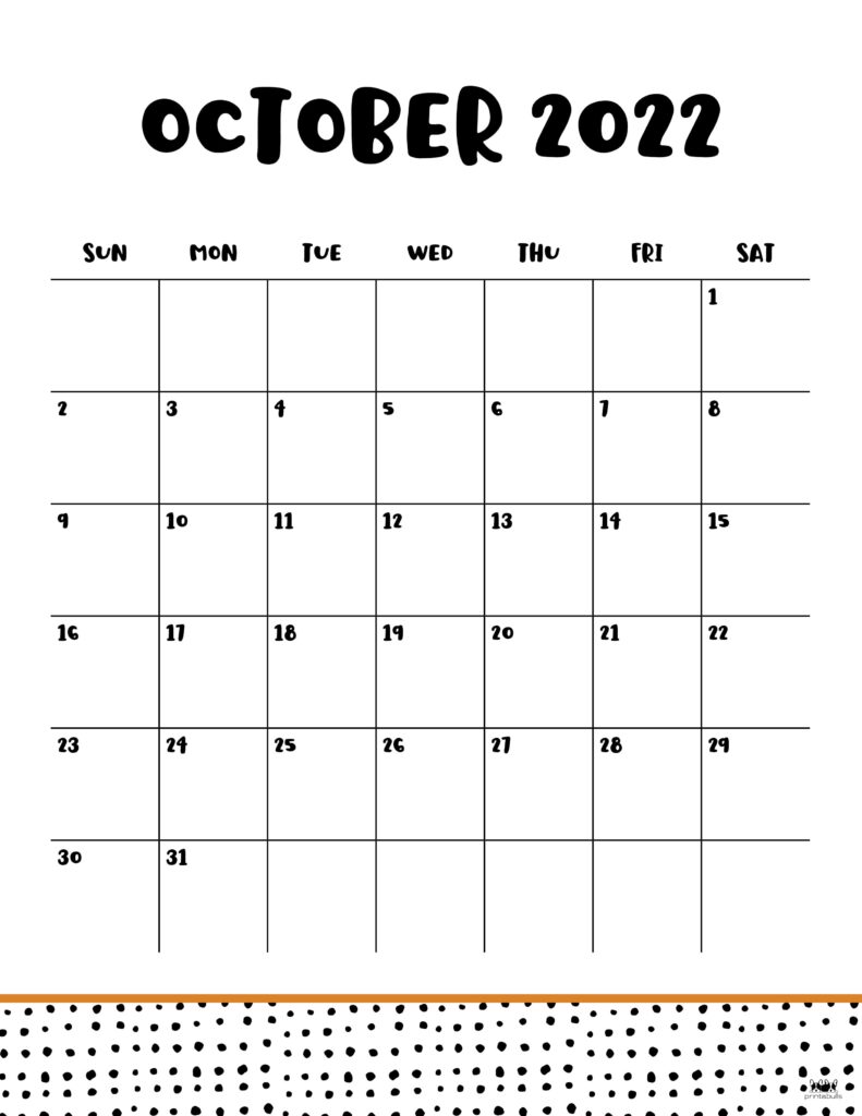 Printable October 2022 Calendar-Style 23