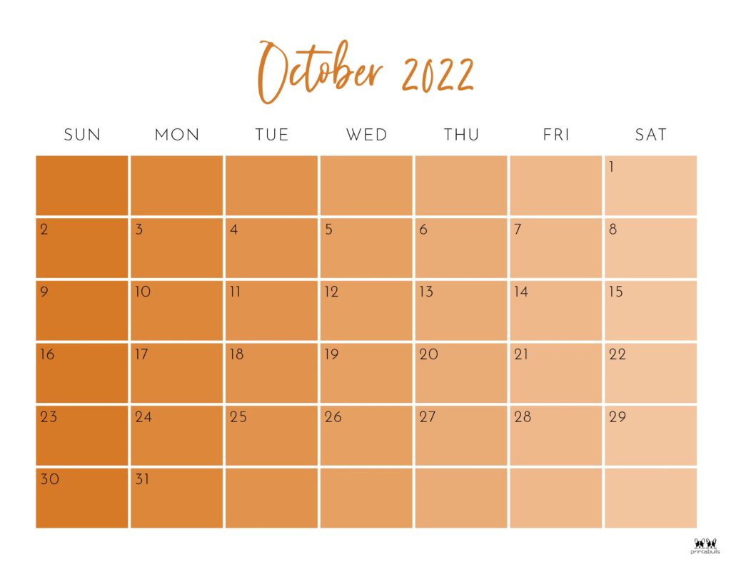 Printable October 2022 Calendar-Style 24