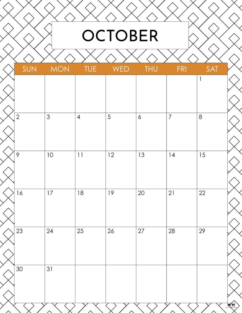 Printable October 2022 Calendar-Style 25