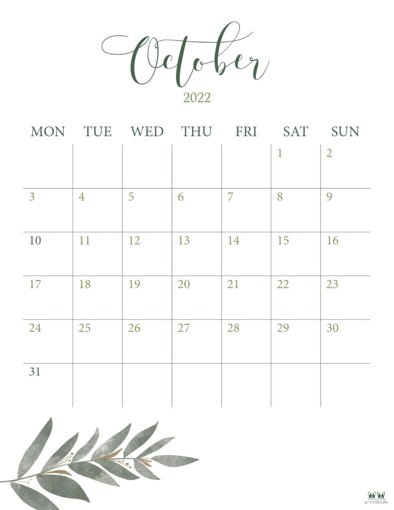 Printable October 2022 Calendar-Style 27