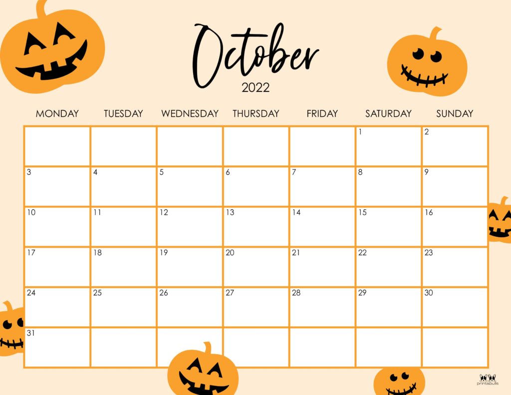 Printable October 2022 Calendar-Style 29