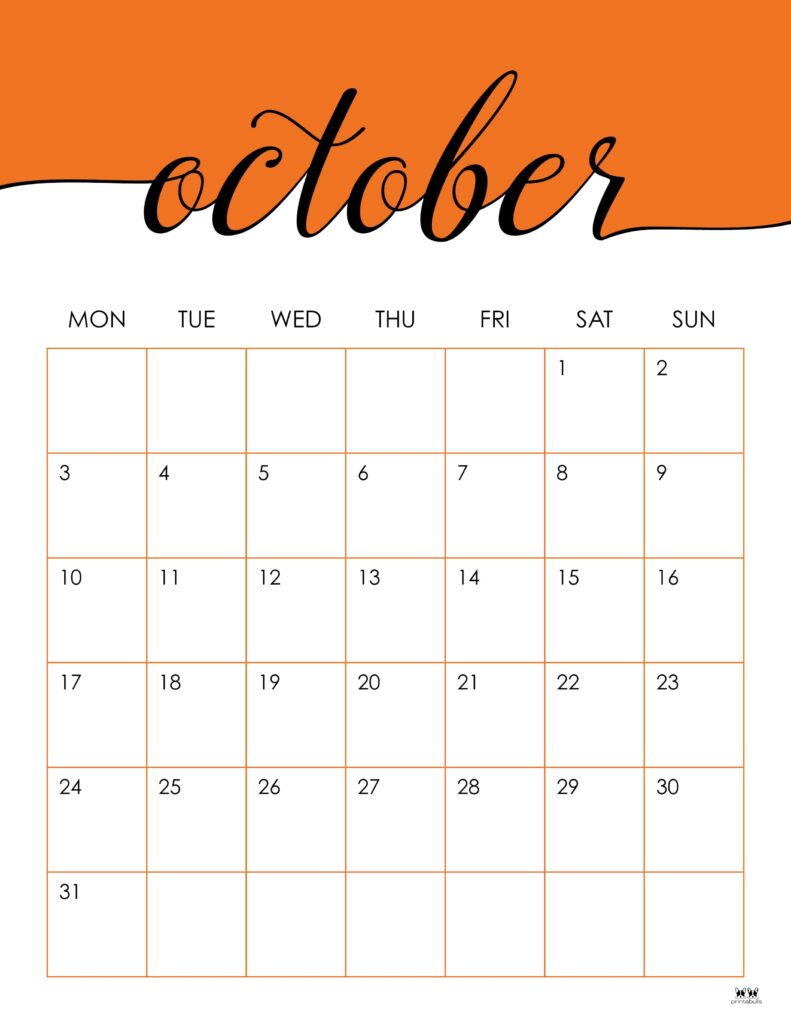 Printable October 2022 Calendar-Style 31