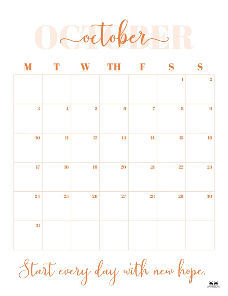 Printable October 2022 Calendar-Style 32