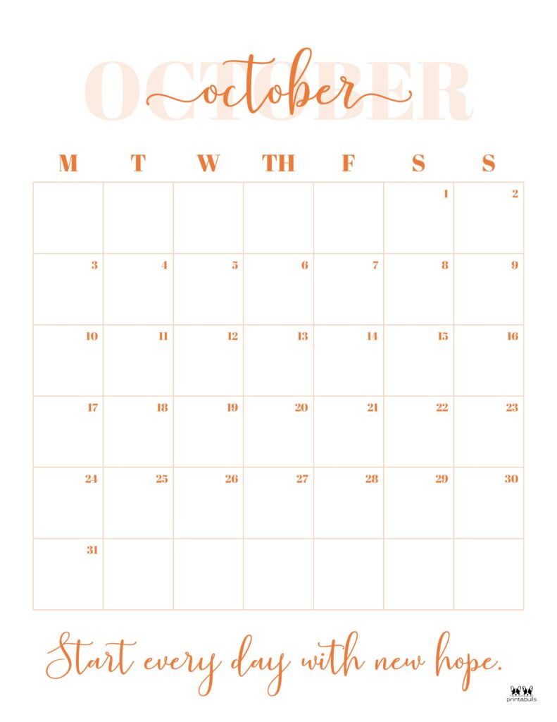 Printable October 2022 Calendar-Style 32