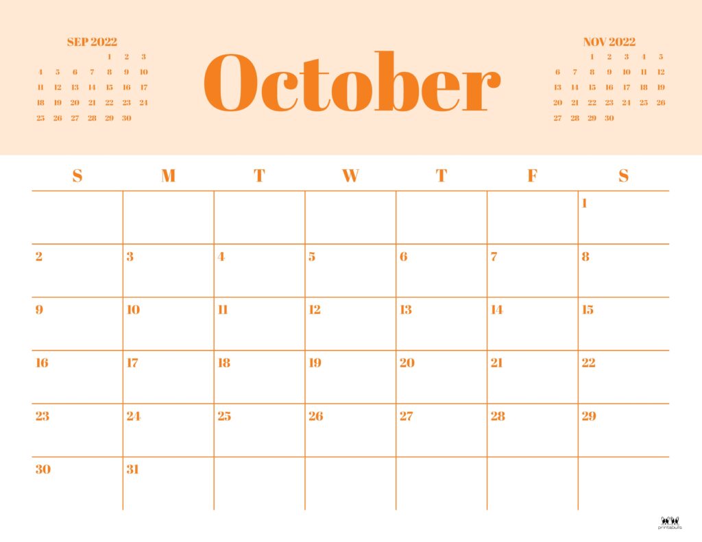 Printable October 2022 Calendar-Style 35