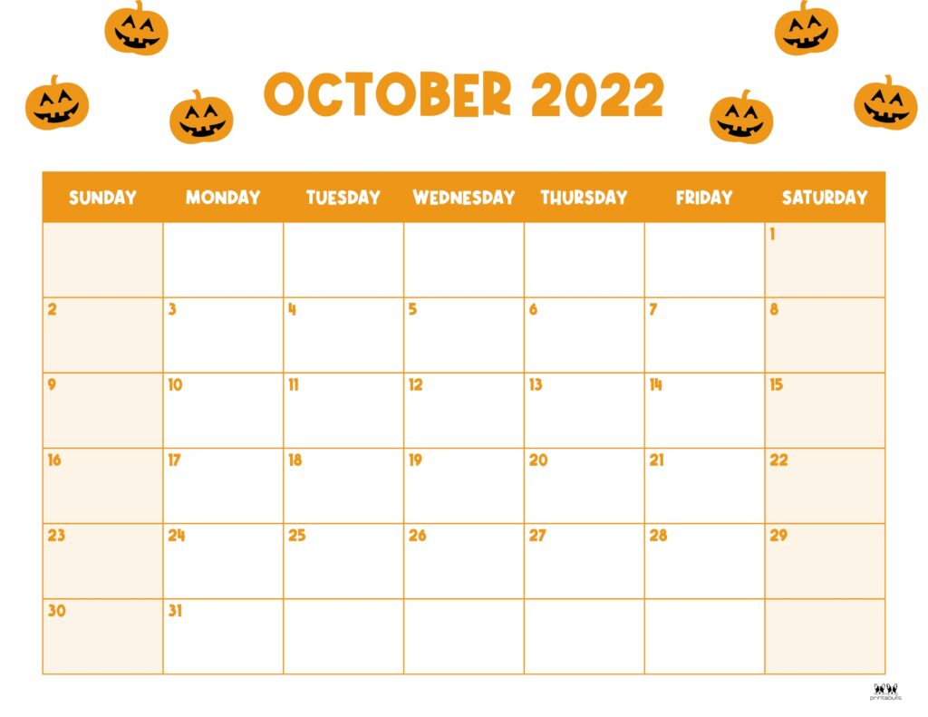 Printable October 2022 Calendar-Style 36