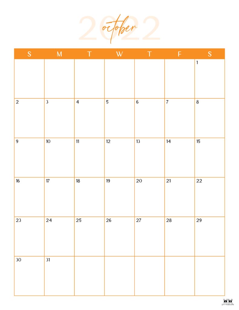 Printable October 2022 Calendar-Style 39