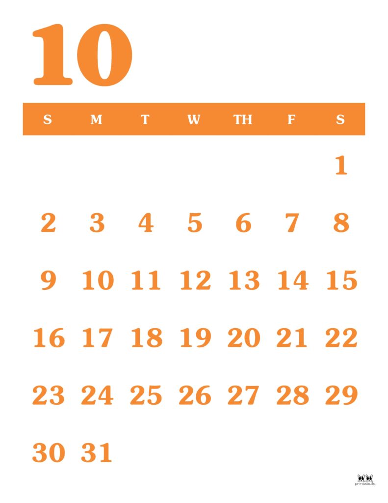 Printable October 2022 Calendar-Style 40