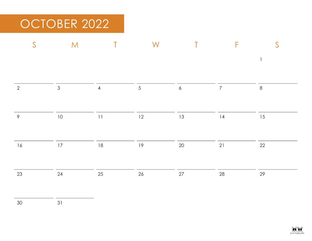 Printable October 2022 Calendar-Style 41