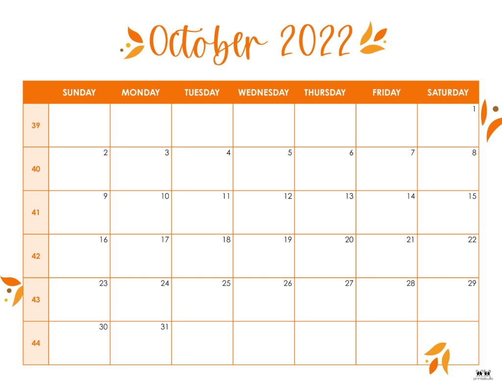 Printable October 2022 Calendar-Style 43