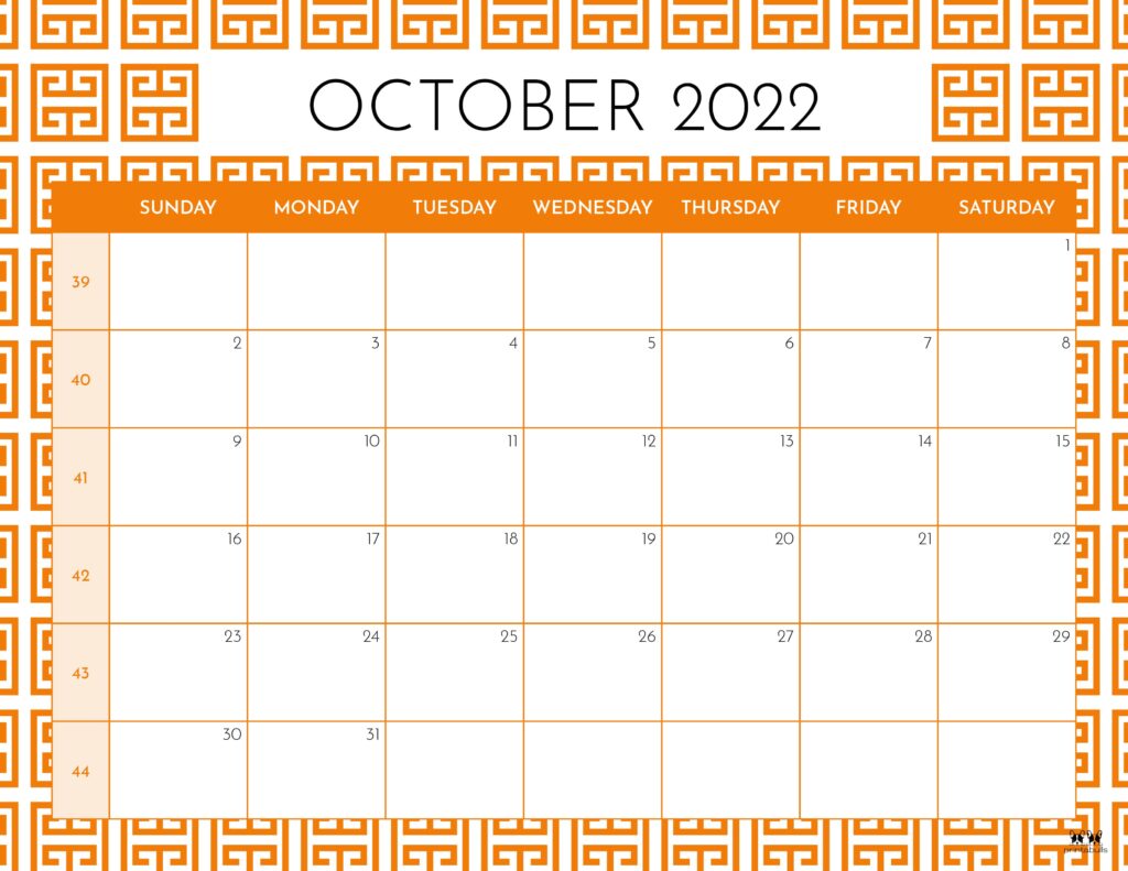 Printable October 2022 Calendar-Style 44
