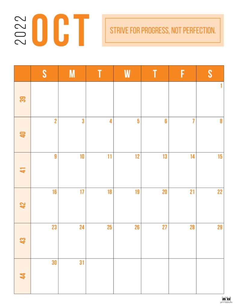 Printable October 2022 Calendar-Style 45