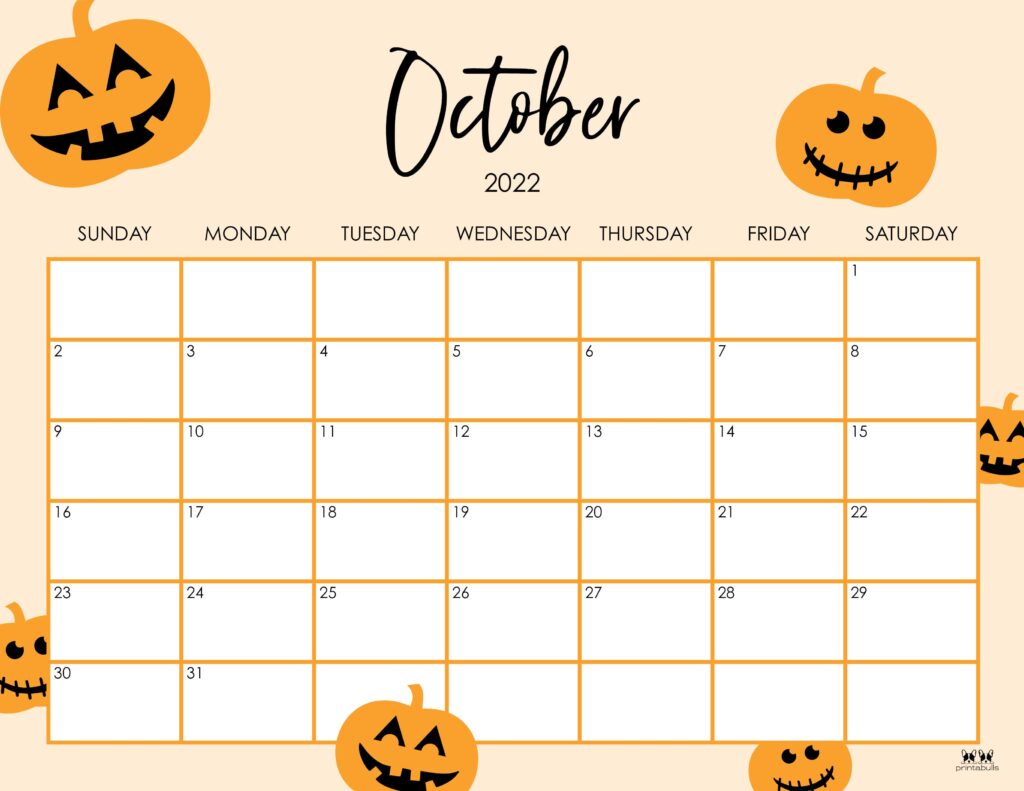 Printable October 2022 Calendar-Style 8