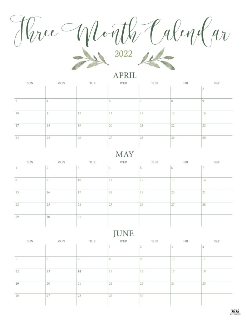 Printable Three Month Calendar-2
