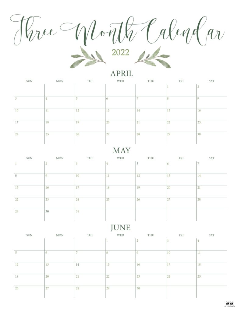 Printable Three Month Calendar-2