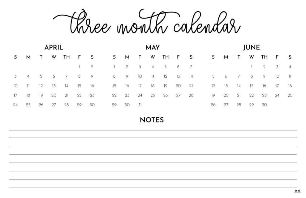 Printable Three Month Calendar-24