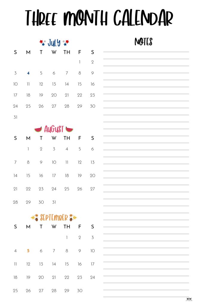 Printable Three Month Calendar-48
