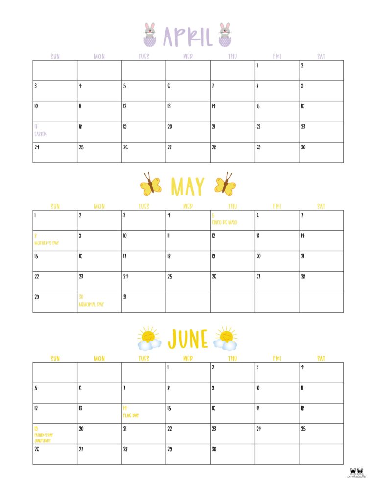 3 Month/Quarterly Calendars - 84 FREE Printables | Printabulls