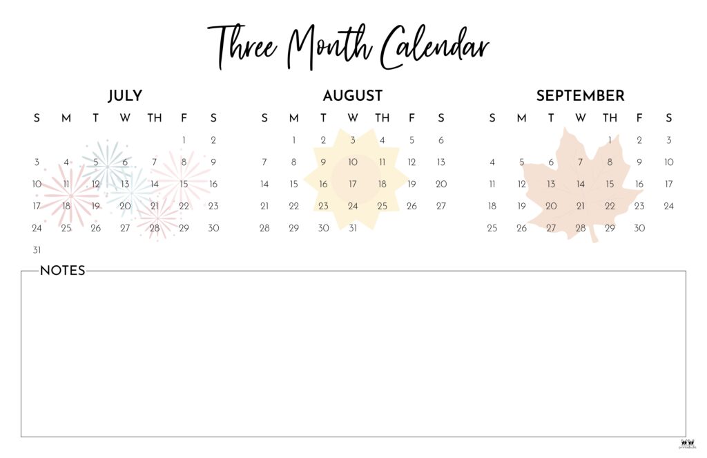 Printable Three Month Calendar-52