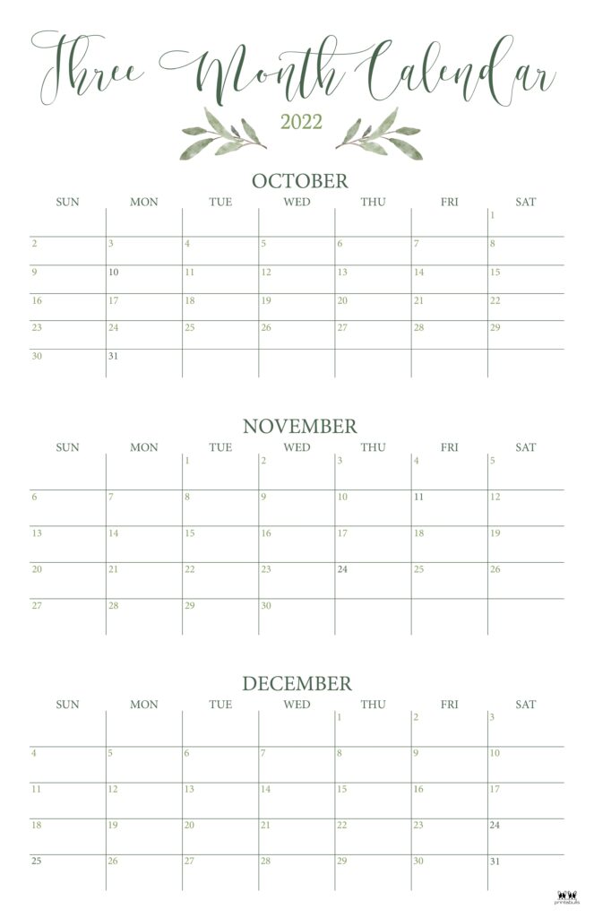 3 Month Calendar- Printable – Shop Simply Reeni