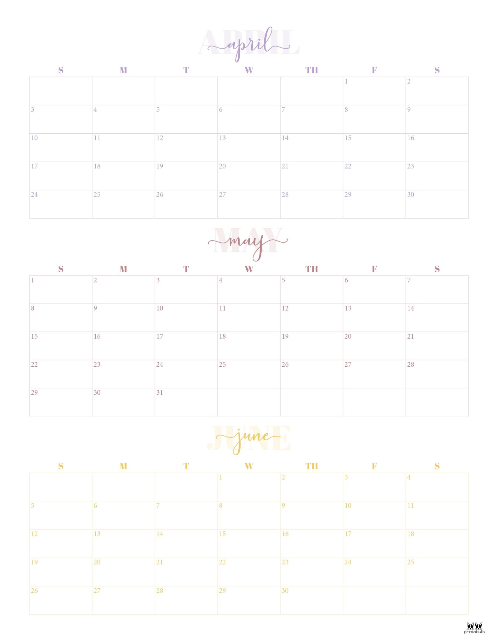 3 Month/Quarterly Calendars 84 FREE Printables Printabulls