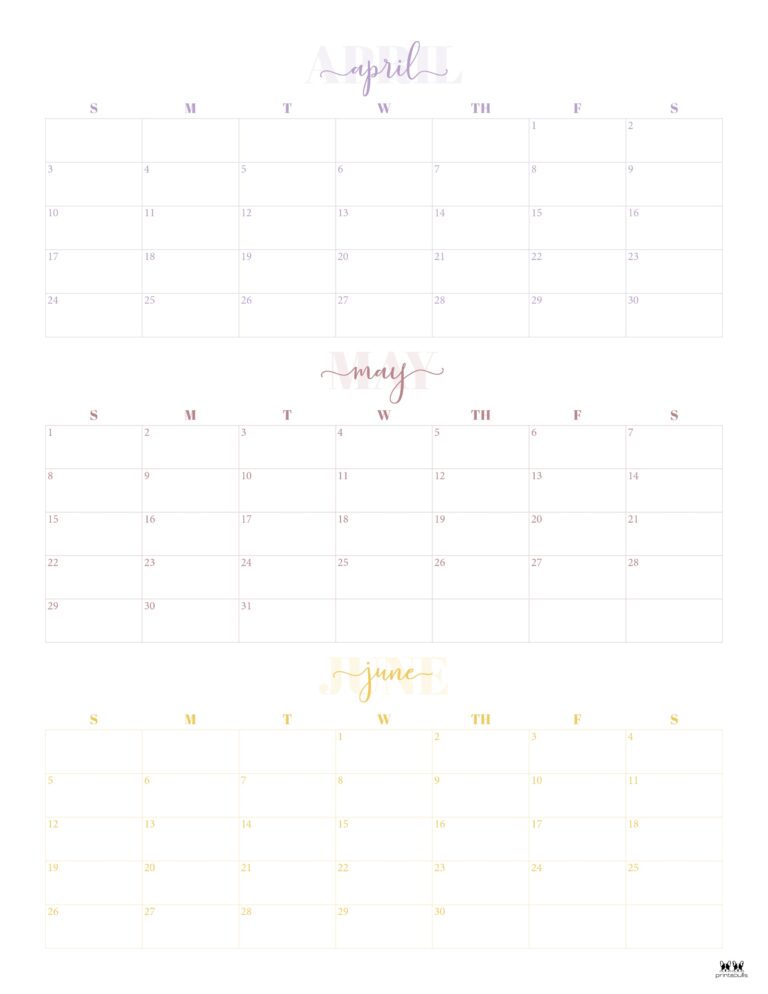 3 Month/Quarterly Calendars - 84 FREE Printables | Printabulls
