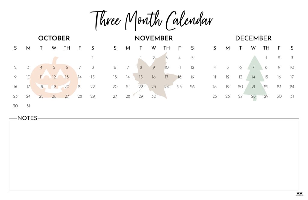 3 Month Calendar- Printable – Shop Simply Reeni