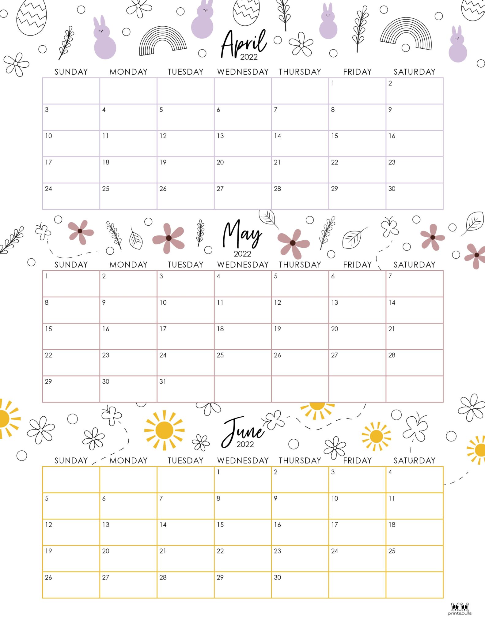 3 Month/Quarterly Calendars - 84 FREE Printables | Printabulls