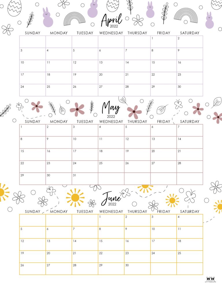 3 Month/Quarterly Calendars - 84 FREE Printables | Printabulls