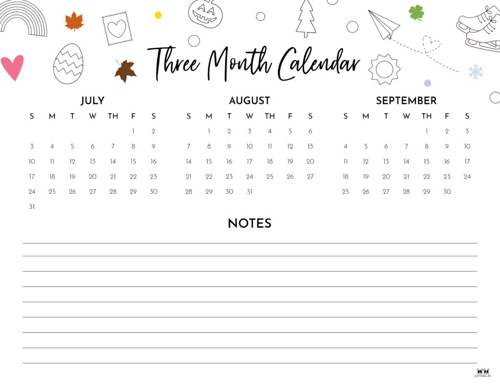 3 Month Calendar- Printable – Shop Simply Reeni