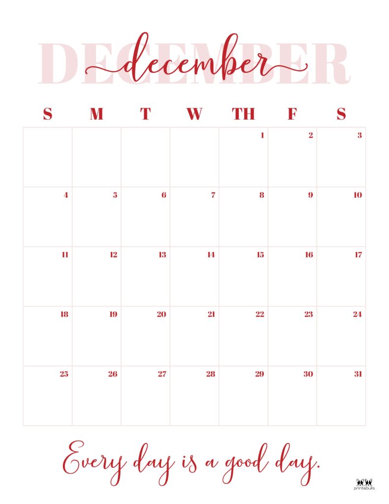 Printable December 2022 Calendar-Style 13