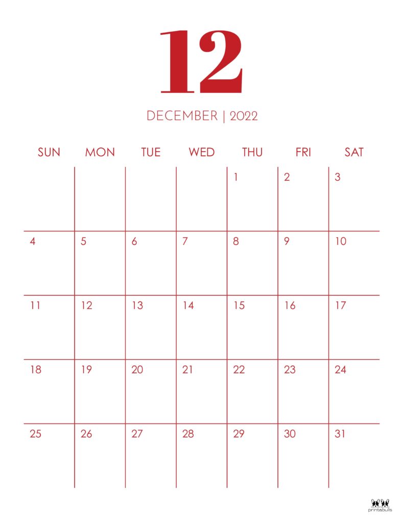 Printable December 2022 Calendar-Style 14