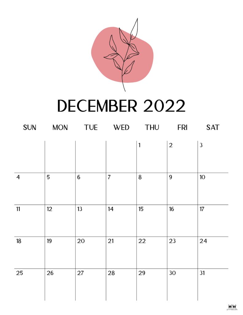 Printable December 2022 Calendar-Style 21
