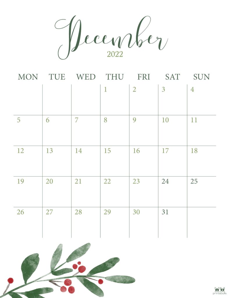 Printable December 2022 Calendar-Style 27