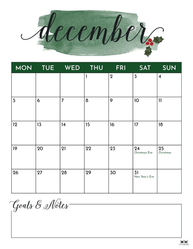 Printable December 2022 Calendar-Style 28