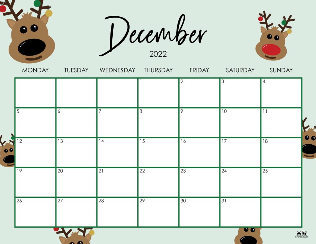 Printable December 2022 Calendar-Style 29