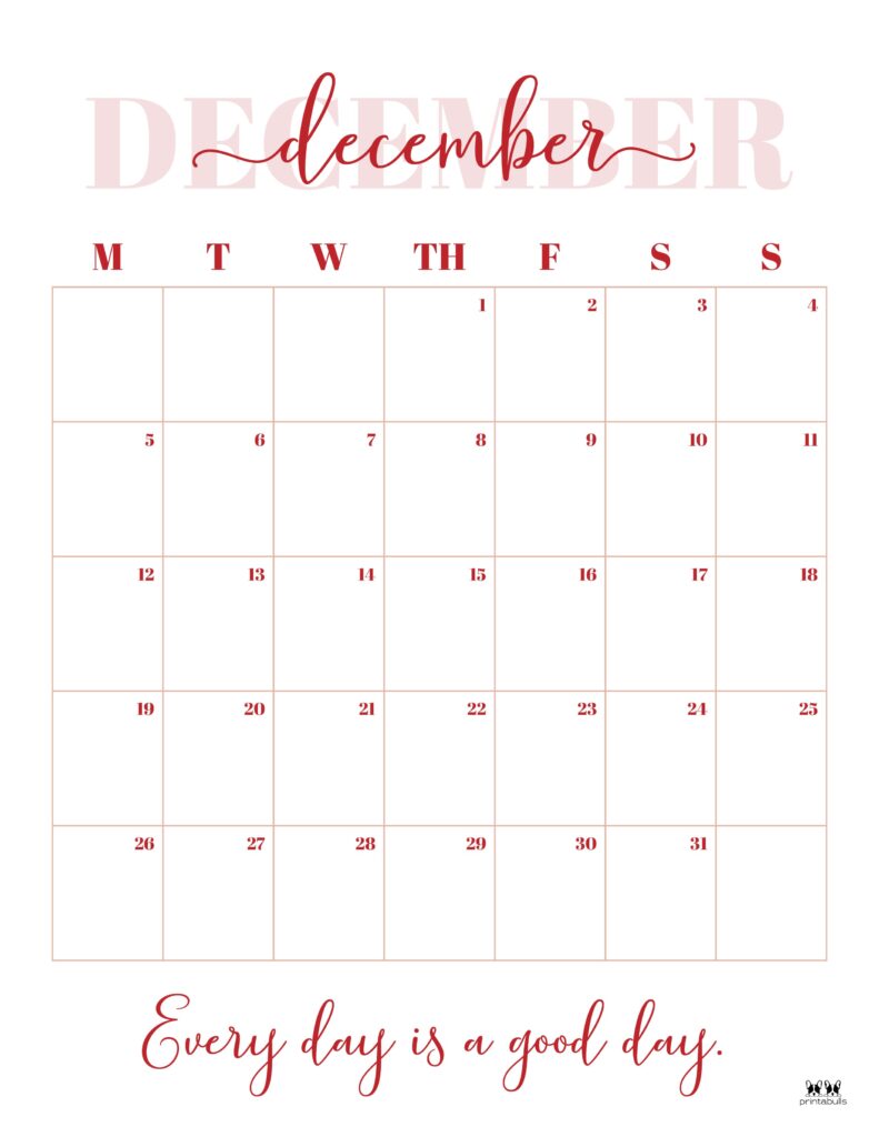 Printable December 2022 Calendar-Style 32