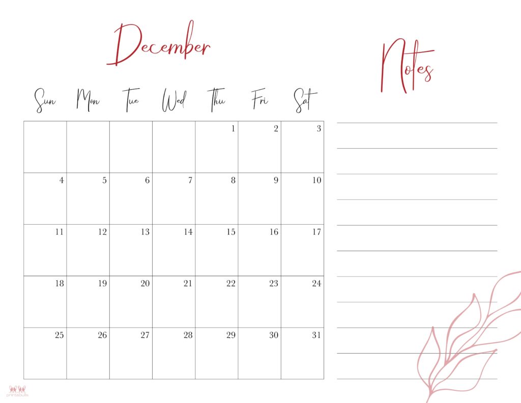 Printable December 2022 Calendar-Style 7