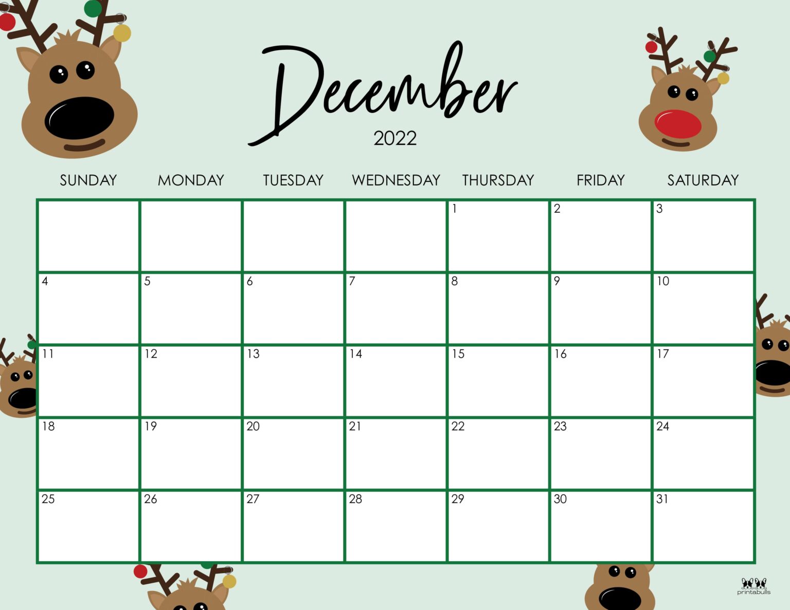 December 2022 calendars 50 free printables printabulls