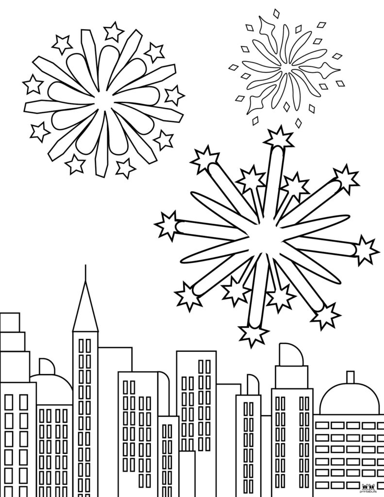 new year fireworks coloring pages