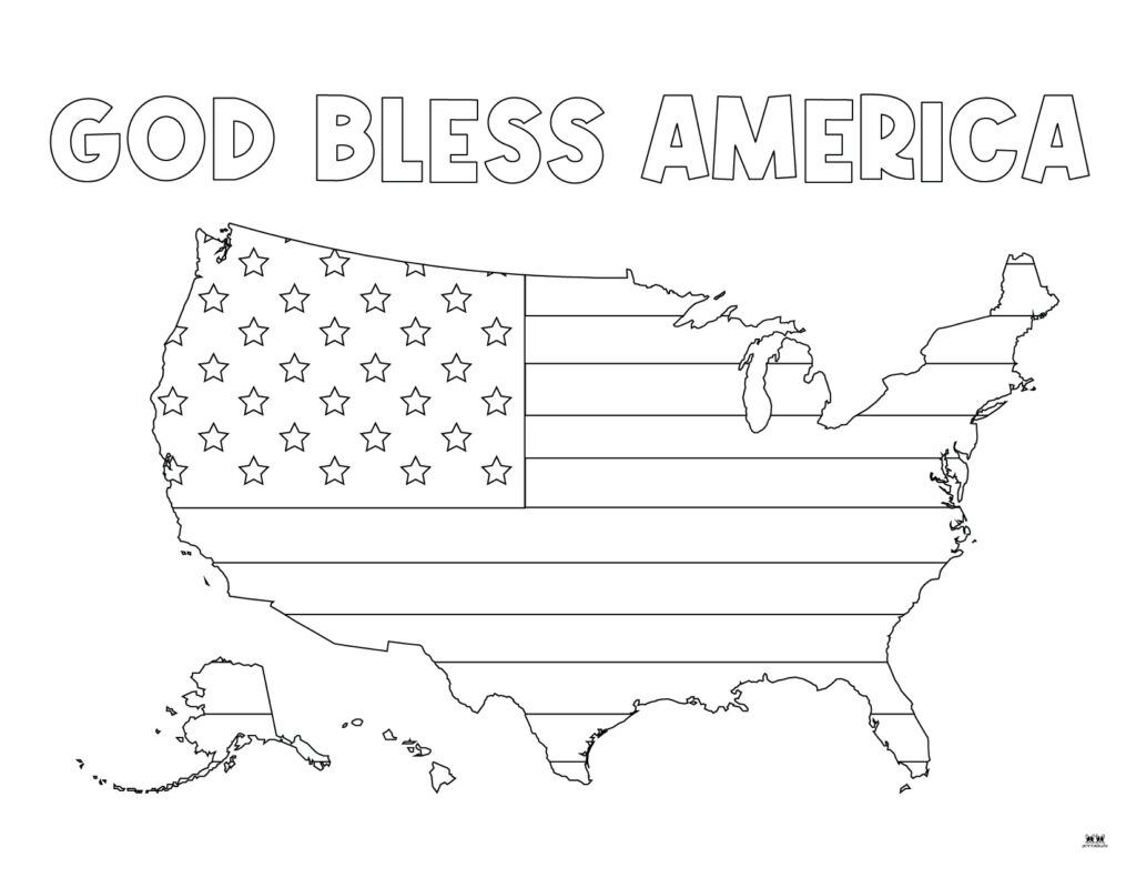Printable Fourth of July Coloring Page-God Bless America 1