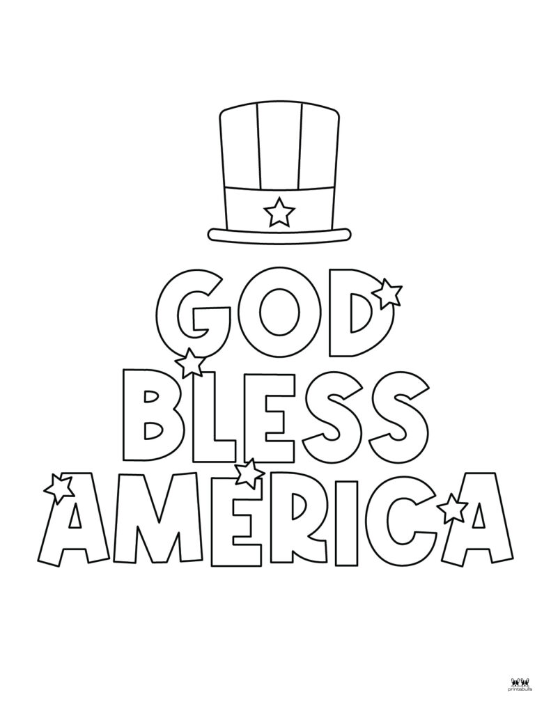 Printable Fourth of July Coloring Page-God Bless America 2